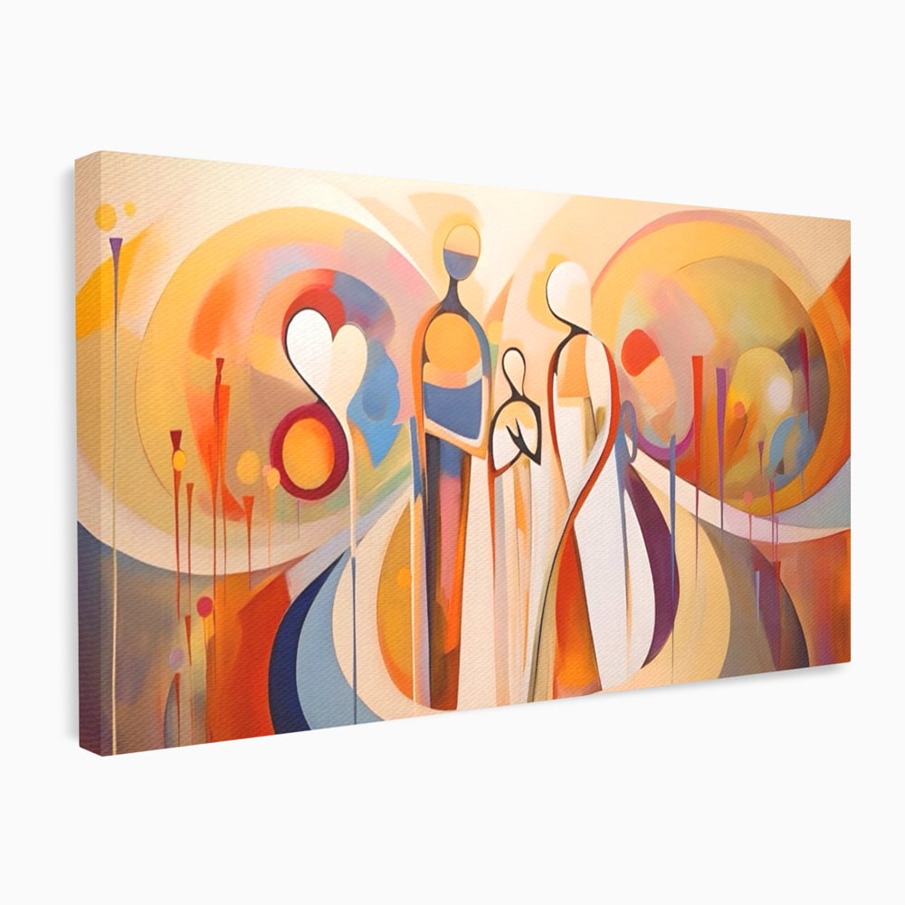 Tablou canvas cu tablou canvas cu familie abstracta, fara rama, pe sasiu de lemn